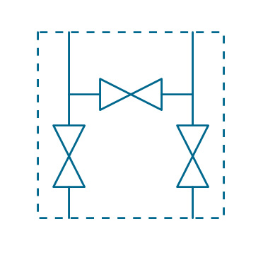 Symbol of Manifold Mount 3 Way Ball Valve