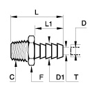 Barbed Adapter for Nylon Tube BSPT 0136