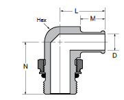 Beaded Elbow to Metric Adapter 169HB-X-MIX