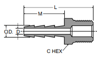 Beaded Hose Barb to SAE Straight 125HB